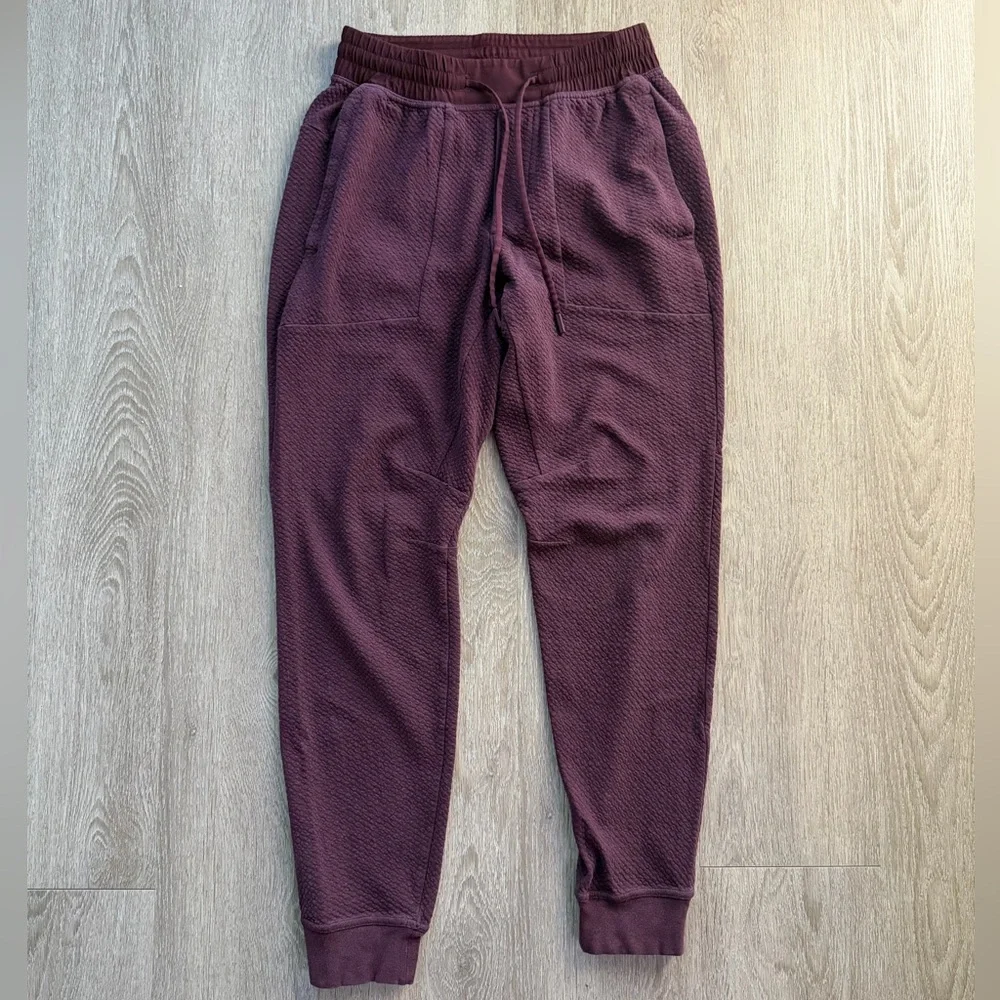 Lululemon At Ease Jogger Red Merlot Textured Knit Sweatpants Men Small